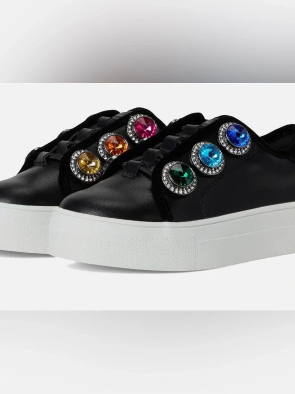 Kurt Geiger Black Mini Laney Octavia Slip-On Sneaker with Gemstones - Picture 2 of 6